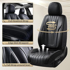 FLORICH Car Seat Covers, Black Leather Car Seat Covers Front Seats, Premium Leatherette Car Seat Cushion for Cars, Automotive Seat Protectors Universal Fit for Most Sedans Cars SUV Trucks