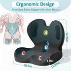 Ergonomic Seat Cushion,Office Chair Cushion with Lumbar Support Pillow,Car Orthopedic Seat Cushions,Designed for Sciatica,Tailbone,Back Pain Relief,for Office,Car,Truck,Home,Desk Chair