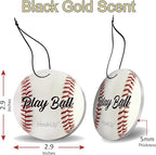 Baseball Car Air Freshener by HookUp - 10 Pack - Black Gold Scent (Extra Strong) | Unique Baseball Gift for Players, Coach, Fans | Hanging Car Accessory with Long Lasting Fresheners Smell