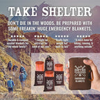 Don't Die In The Woods - Freakin’ Huge Emergency Blankets [4-Pack] Extra Large Thermal Mylar Space Blanket - One of The Ten Essentials Outdoor Survival Gear for Hiking Camping First Aid Kit (Orange)