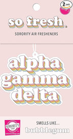 Sorority Shop Alpha Gamma Delta Retro Air Freshener - AGD Bubblegum Scented Air Freshener – Sorority Retro Design Air Freshener for Car or Dorm– Sorority Gift, Charm Paraphernalia