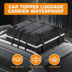 Car Rooftop Cargo Carrier Bag, 20 Cubic Feet 100% Waterproof Heavy Duty PVC Car Roof Bag for All Vehicle with/Without Racks -Anti-Slip Mat, 8 Reinforced Straps, 6 Door Hooks, Luggage Locks (Black)