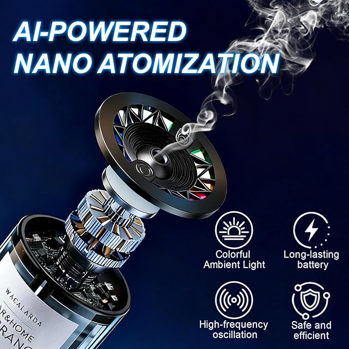 Smart Car Air Freshener Diffuser, Car Scent Diffuser for Essential Oil with 5 Adjustable Modes