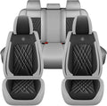 Car Seat Covers Compatible with Toyota Camry 2012-2026 Durable Waterproof Automotive Seat Covers Stretchable Fabric Material, Airbag Compatibility, Premium Nappa Leather(Black Gray, Full Set)