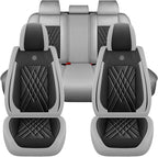 Car Seat Covers Compatible with Toyota Camry 2012-2026 Durable Waterproof Automotive Seat Covers Stretchable Fabric Material, Airbag Compatibility, Premium Nappa Leather(Black Gray, Full Set)