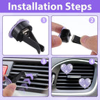 4Pcs Bling Heart Air Vent Clips, Universal Car Air Conditioning Fresh Clip, Sparkling Heart Car Vent Clips, Decorative Purple Cars Accessories for All Vehicles