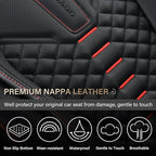 Coverado Car Seat Covers, Front Seat Cover, Waterproof Nappa Leather Seat Covers for Cars, 2 Pack Car Seat Protectors, Driver Seat Cover, Automotive Seat Covers Universal Fit for Most Cars, Black&Red