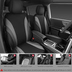 CAR PASS EVA Waterproof Car Seat Covers Full Set,Black Gray Seat Covers for Cars,Airbag Compatible,Universal Fit Sedans,Vans,SUVs,Trucks (Black and Gray)