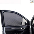 Car Front Window Sun Shade - 2 Pack Breathable Mesh Side Window Shade Sunshade UV Protection for Driver Family Pet on Front seat, Curtain with Two Holes to See Rearview Mirror, Size M