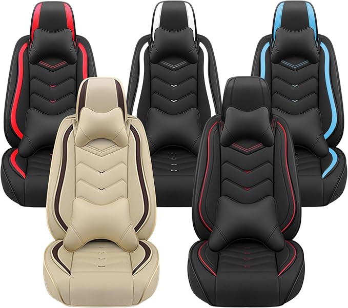 Car Seat Covers for Mitsubishi Outlander 2003-2026, Premium Nappa Leather Car Seat Cover, Stylish Sport Seat Covers， Automobile Seat Cover Sets.(Luxury 5 Seats/Black Blue)