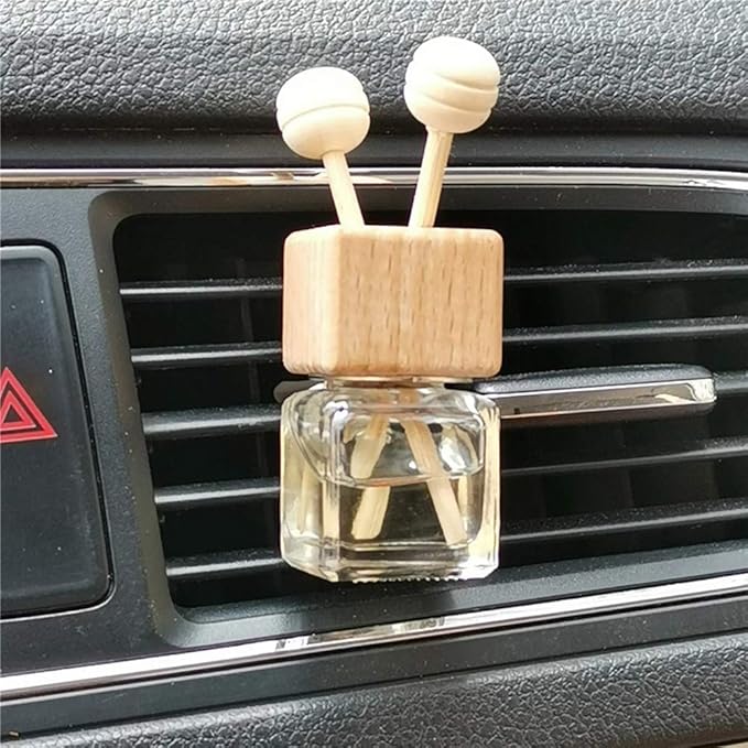 6 Pack,8ml Car Outlet Essential Oil Diffuser,Empty Clear Glass Car Air Freshener Vent Decoration Bottle Perfume Diffuser Vials For Aromatherapy Fragrance Ornament-1 Funnel&Dropper