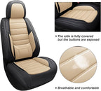 Seat Covers, Car Seat Covers Front Seats, Car Seat Cover, Car Seat Protector Waterproof, Car Seat Cushion Nappa Leather, Beige Seat Covers Carseat Cover Universal Fit for Most Cars
