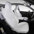 Custom Fit Seat Covers for 2025 2026 Tesla Model Y Juniper (5-Seater) - Ventilated Seats & Rear Screen Compatible - Nappa Leather Full Set Car Seat Protectors (White, Model Y 2025)
