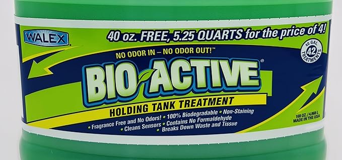 Walex Bio-Active Holding Tank Treatment - Enzyme-Based Deodorizer with Commercial-Grade Digestive Power, Liquefies Waste & Tissue, Cleans Sensors, Prevents Clogs & Odors, Formaldehyde Free, 168 oz