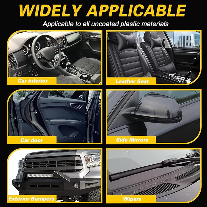 Black Trim Plastic Restorer for Cars – Refreshes Faded Plastic, Vinyl & Rubber Trim with Polish for Deep Shine – Protects Against UV & Dirt – Black Exterior & Interior Care for Detailing - 30ml *2.