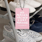 Pink Jesus Christian Car Air Freshener 4 Pcs, His Mercies Are New Every Morning Bible Verse Hanging Air Freshener for Cars Closet Drawer Books, Christian Car Accessories for Women Girls