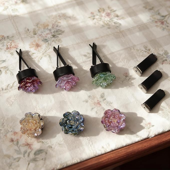 6Pcs Car Air Freshener Cute Colorful Small Flower Air Vent Clips Interior Decoration Charm Accessories for Women Girl