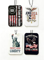 4 Pcs 250th Anniversary Air freshener Set, Independence Day Patriotic Car Accessories, July 4th Air Freshener Hanging Rearview Mirror Pendant for Car Air Freshener 2x3 In