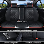 Coverado Car Seat Covers Full Set, Luxury Faux Leather Waterproof Seat Covers, Black Car Seat Covers, Universal Car Seat Protector Leather Car Seat Cushion, Carseat Cover Fit Most Cars, Black&Red