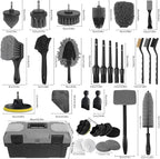 Car Detailing Kit, Car Detailing Brush Set, Car Cleaning Kit, Auto Detailing Tools for Interior Exterior Wheels, Professional Car Wash Accessories with Windshield Cleaning Tool and Storage Box(Grey)