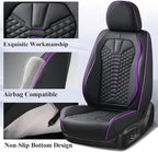 Coverado Leather Seat Covers, Car Seat Covers Full Set, Nappa Leather Seat Covers for Cars, Car Seat Protectors Waterproof, 5 Seats Black&Purple Automotive Seat Covers Fit for Most Cars Trucks