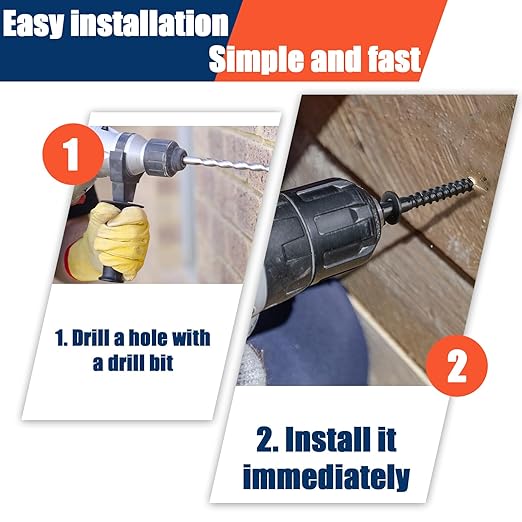 Tandefio 60 Pack 3/8''x 3'' Ceramic Black Lag Screw Kit with Washers Hex Lag Bolts Wood Screws Heavy Duty Ruspert Coating Hot Dip Galvanized Double Layer for Wood Decks Fences