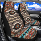 ELEQIN Front Car Seat Covers 2pcs, Brown Aztec Tribal Automotive Seat Covers Car Accessories Universal Size Fit for Most Cars,SUVs&Trucks&Vans