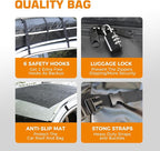 Car Rooftop Cargo Carrier Bag, 20 Cubic Feet 100% Waterproof Heavy Duty PVC Car Roof Bag for All Vehicle with/Without Racks -Anti-Slip Mat, 8 Reinforced Straps, 6 Door Hooks, Luggage Locks (Black)