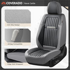 Coverado Car Seat Covers Front Seats, Seat Covers for Cars, Car Seat Protector, 2-Pack Car Seat Cushion Nappa Leather, Waterproof Seat Covers Carseat Cover Universal Fit for Most Cars(Gray&Black)