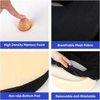 MINUPWELL Truck Seat Cushion, 3PC 100% Memory Foam Seat Cushion for Truck Driver, with Back Support, Semi Truck Accessories for Men Seat - 18x14.5x3.5in, Lumbar Cushion-16.5x15.4x5