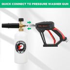 Tool Daily Short Pressure Washer Gun with Foam Cannon, Car Wash Soap 64 Oz, 5 Power Washer Nozzle Tips, 1/4 Inch Quick Connect