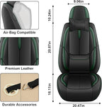 Fit for 98% of Mercedes Benz Car Seat Covers with Headrests, Premium Nappa Leather Seat Cover, Fully Wrapped Protect Modern Style Seat Cover (2-Seat Luxury, Black & Green)