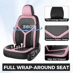 FLORICH Car Seat Covers Front Seat, Universal Seat Cover 2 Seats, Automotive Seat Covers with Mesh Leather, Waterproof Car Seat Protector, Breathable Car Seat Cushion for Most Car SUV Truck Pink