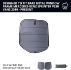 VanEssential Insulated Magnetic Blackout Rear Door Window Covers (Pair) Designed for Mercedes-Benz VS30 (Van Years 2019 to Current) - Charcoal Gray