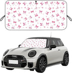 Car Windshield Sun Shade, Cute Bow Sun Visor - Wear-Resistant Black Tape, Foldable 59'x27.5'/63''x31.5''