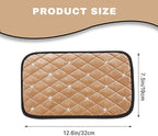 Bling Car Center Console Cover, Soft Fluffy Armrest Seat Box Cushion Pad, Crystal Diamond Arm Rest Protection Mat, Automotive Interior Decoration Accessories for Most Vehicles (Beige)