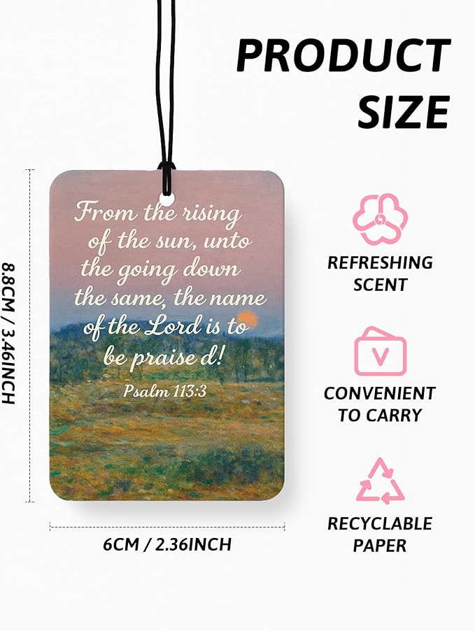 Jesus Christian Car Air Freshener 4 Pcs, Abstract Scenery Pink Floral Religious Hanging Air Freshener for Cars Closet Drawer Books, Girly Christian Car Accessories Mirror Decor for Women