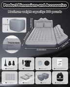 Umbrauto Truck Air Mattress Back Seat| Inflatable Car Camping Mattress Bed for Back Seat, SUV Blow Up Rear Seat Sleeping AirBed for Van Travel with Pump & Pillows