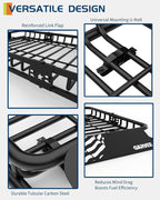 Garvee 64" x 39" Universal Roof Rack Basket, 200 Lbs Capacity Rooftop Cargo Carrier Basket with 21 Cubic Feet (52" x 39") Waterproof Luggage Bag, for Suvs, Trucks, Vehicles