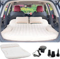 KMZ SUV Air Mattress Thickened and Double-Sided Flocking Travel Camping Bed with 2 Pillows & Pump Dedicated Mobile Cushion Inflatable Bed for SUV Trunk and Rear Seat (Beige and Coffee)