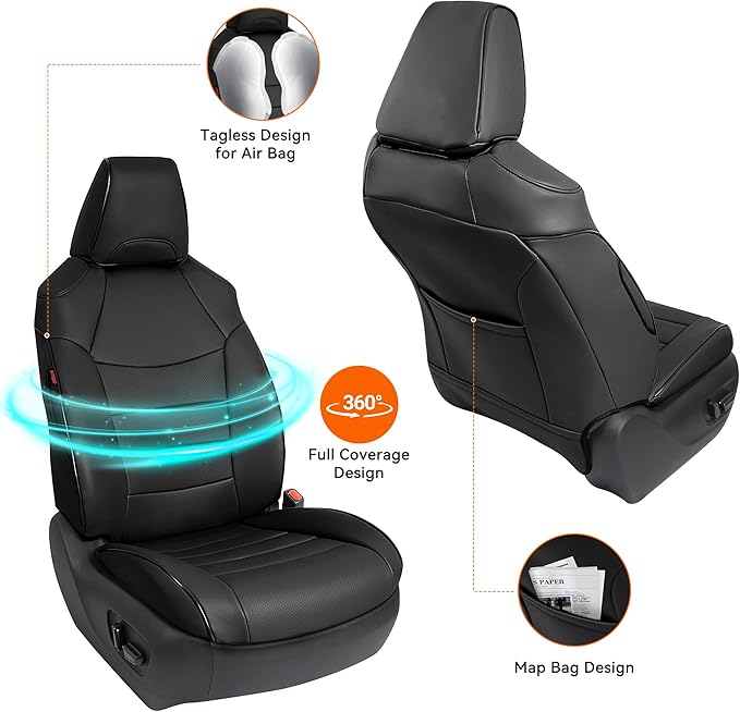 Custom Fit RAV4 Seat Cover for Toyota RAV4 2019 2020 2021 2022 2023 2024 2025 Prime&Hybrid SE/XSE,Faux Leather,2-Row Full Set,(Black)