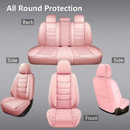 Full Coverage Faux Leather Car Seat Covers Full Set,Automotive Seat Covers for Cars,SUVs Pick-up Truck, Car Seat Cushion, Pink Seat Covers for 5 Seats,Car Seat Protector