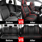 Fit for 98% of Mercedes Benz Car Seat Covers with Headrests, Premium Nappa Leather Seat Cover, Fully Wrapped Protect Modern Style Seat Cover (5-Seat Luxury, Black & Red)