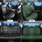 Car Seat Covers Full Set Purple, Luxury Faux Leather Waterproof Non-Slip Women Seat Protector Universal Fit for Most Cars SUVs Trucks Pick-ups,Car Interior Accessories (Green-Full Set)