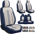 Premium Nappa Leatherette Car Seat Cover Set Custom Fit for Honda CR-V CRV 2000-2023 2024 2025 2026 Water-Proof Breathable Faux Leather Seat Cushion Protectors (Full Set 5 Seats,Beige Blue)