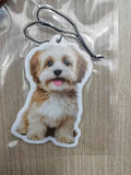 Adorable pet dog car air freshener - A personalized hanging fragrance card for the rearview mirror. Car freshener, long-lasting fragrance, a gift for car owners.