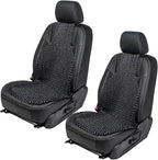 ZONETECH Black Wood Beaded Seat Cushion - Premium Quality Massaging Double Strung for Stress-Free Driving All Day,Universal Fit for Vehicles and Office Chairs (2 Pack)