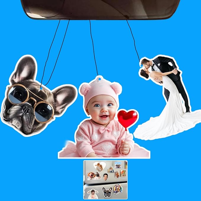 Custom Air Fresheners with Picture - Personalized Double Sided Photo Air Freshener for Car - Customized Face Air Freshener - Custom Birthday Gift, Personalized Graduation Gifts for Her Him