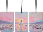 Jesus Christian Car Air Freshener 3 Pcs, Jesus & Lost Sheep on a Wild Flower Field Religious Air Freshener Hanging for Cars Books Closet Drawer,Christian Girly Car Accessories for Women Girls 2