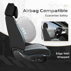 Coverado Seat Covers, Car Seat Covers Front Seats, Car Seat Cover, Car Seat Protector Waterproof, Seat Cushion Nappa Leather with Head Pillow, Carseat Cover Universal Fit for Most Cars (Black&Gray)
